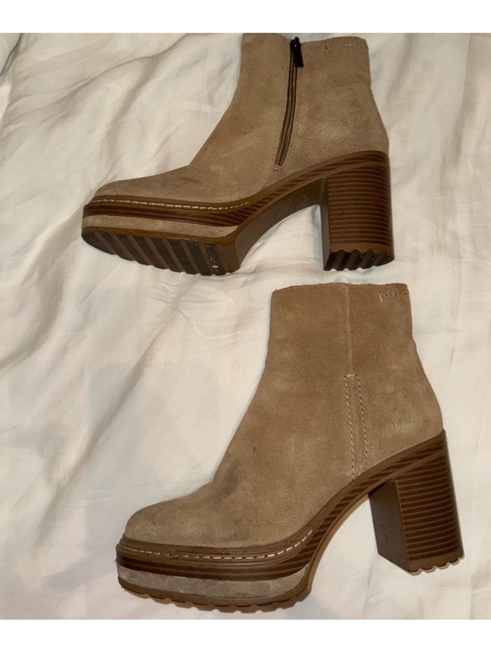 Steve Madden Tan Suede Platform Ankle Bootie - Picture 5 of 11